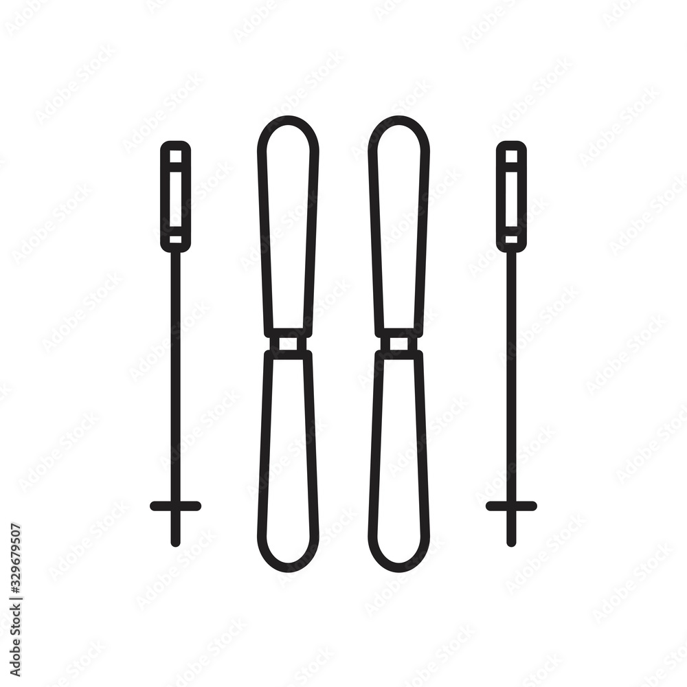 Skis icon template black color editable. Skis icon symbol Flat vector illustration for graphic and web design. Skis icon template black color editable. Skis icon symbol Flat vector illustration for graphic and web design.