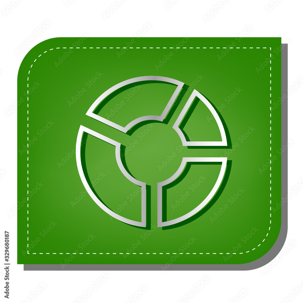 Lifebuoy sign. Silver gradient line icon with dark green shadow at ecological patched green leaf. Illustration. Lifebuoy sign. Silver gradient line icon with dark green shadow at ecological patched green leaf. Illustration.