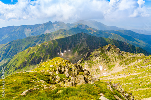 View form the summit of Negoiu Peak in Fagaras Carpathin Mountains, Romania