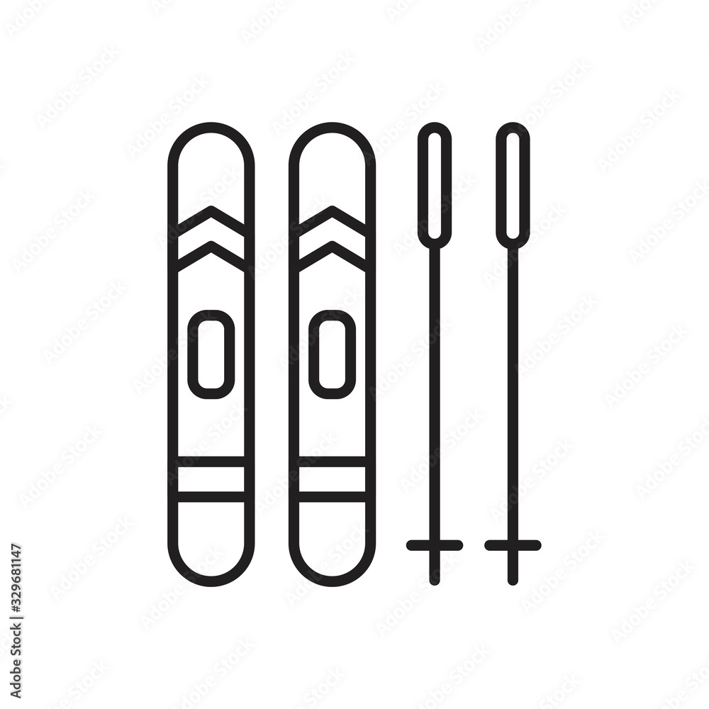 Skis icon template black color editable. Skis icon symbol Flat vector illustration for graphic and web design. Skis icon template black color editable. Skis icon symbol Flat vector illustration for graphic and web design.