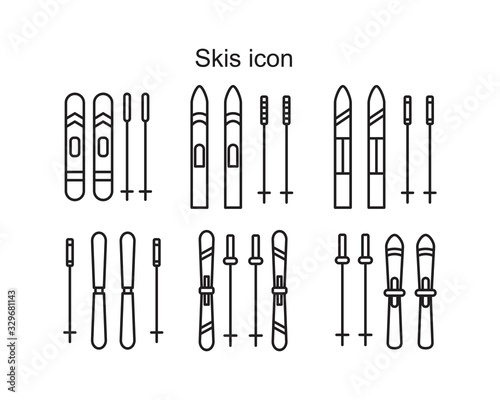 Skis icon template black color editable. Skis icon symbol Flat vector illustration for graphic and web design.