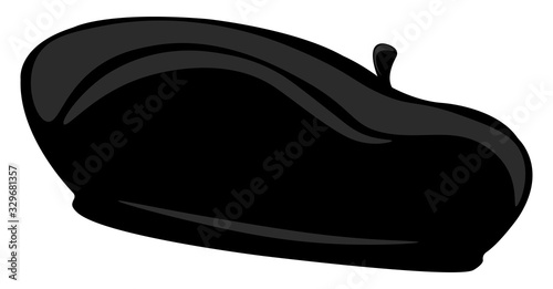 Black beret, illustration, vector on white background.