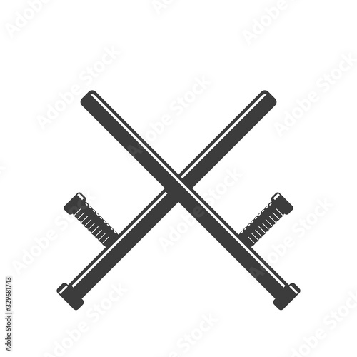 Police Tonfa Nightstick Martial Arts Weapons Vector Icon illustration Silhouette.