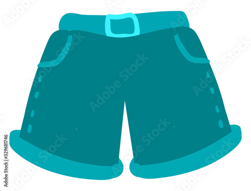 Flat blue shorts, illustration, vector on white background.