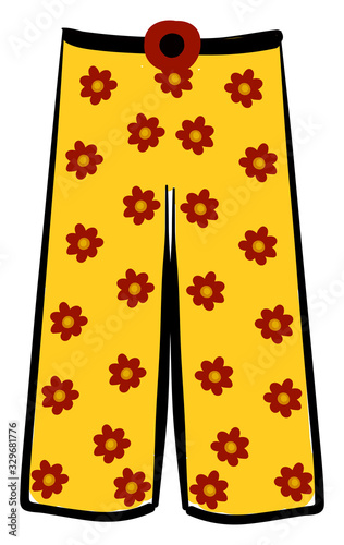 Yellow pants, illustration, vector on white background.