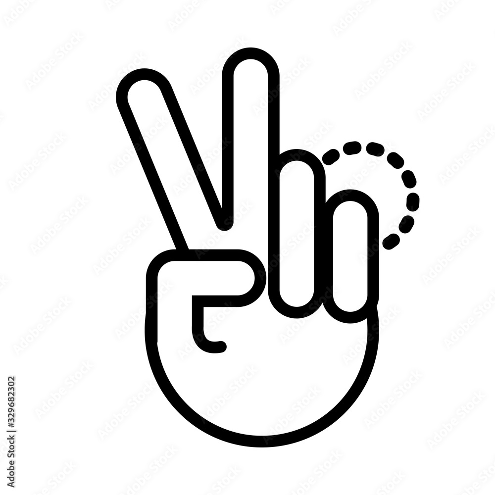 victory hand signal line style victory hand signal line style
