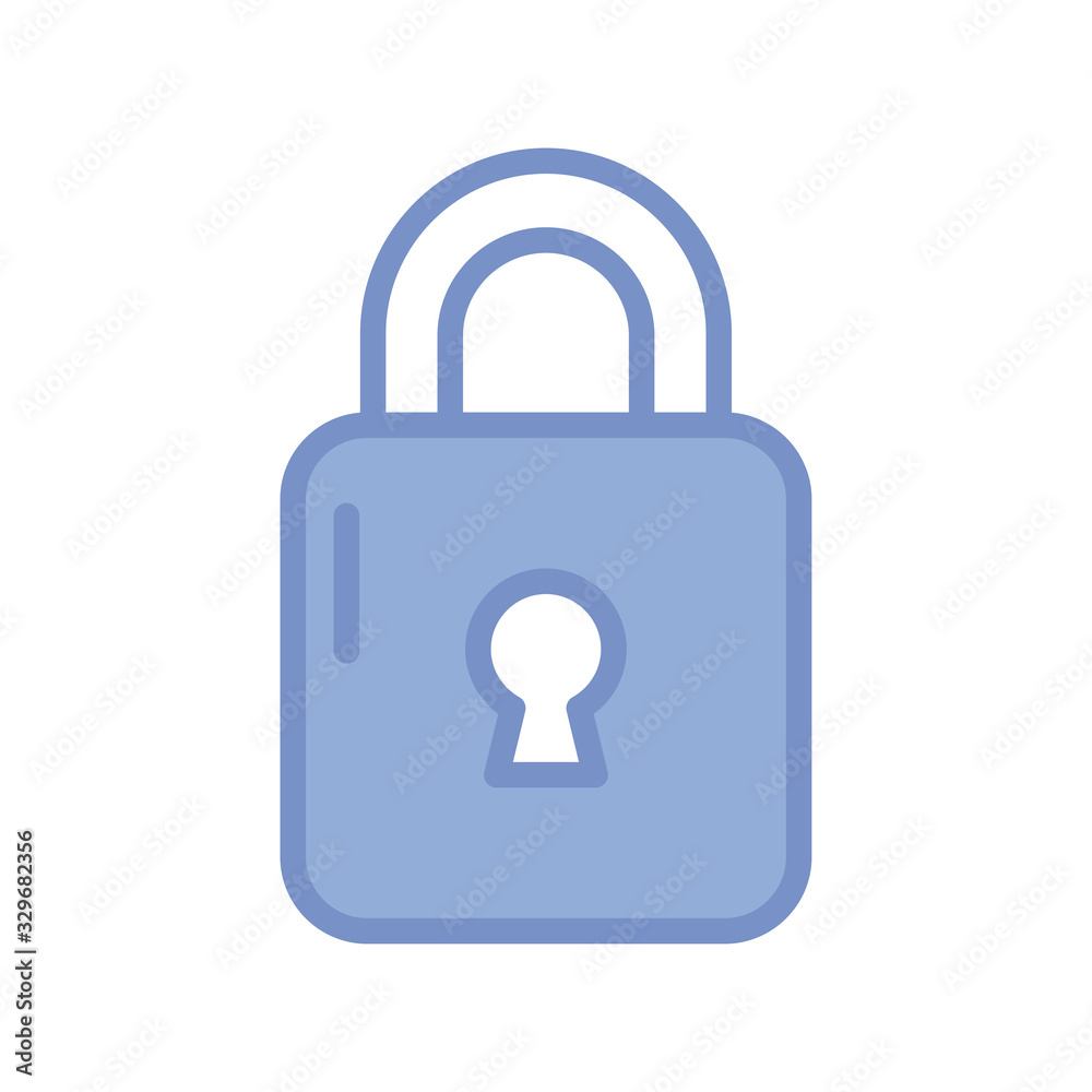 security padlock icon, blue outline style security padlock icon, blue outline style