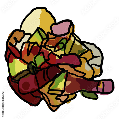 Smashed red potato, illustration, vector on white background.