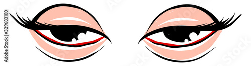 Tired eyes, illustration, vector on white background.