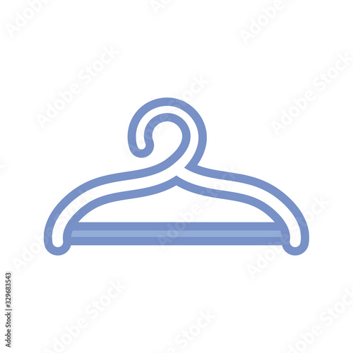 clothes hanger icon, blue outline style