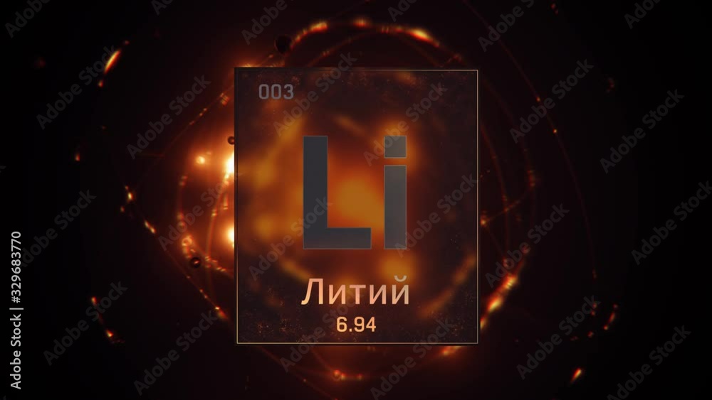 Lithium as Element 3 of the Periodic Table. Seamlessly looping 3D