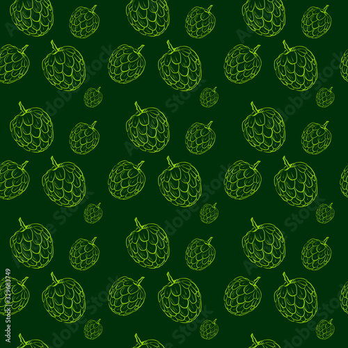 Cherimoyas pattern, illustration, vector on white background.