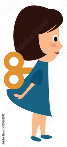 Clockwork doll, illustration, vector on white background.