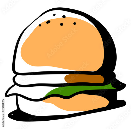 Burger drawing, illustration, vector on white background.