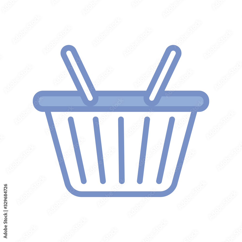 shopping basket icon, blue outline style shopping basket icon, blue outline style