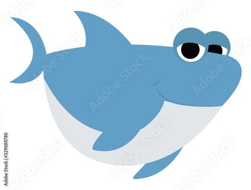 Fat blue shark, illustration, vector on white background.