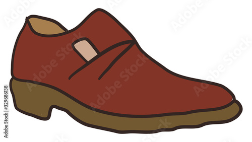 Brown shoe, illustration, vector on white background.