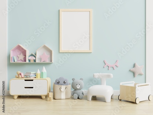 Mock up poster frame in children room,kids room,nursery mockup. © Vanit่jan