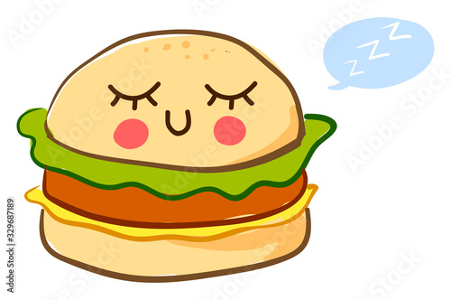 Sleeping burger, illustration, vector on white background.