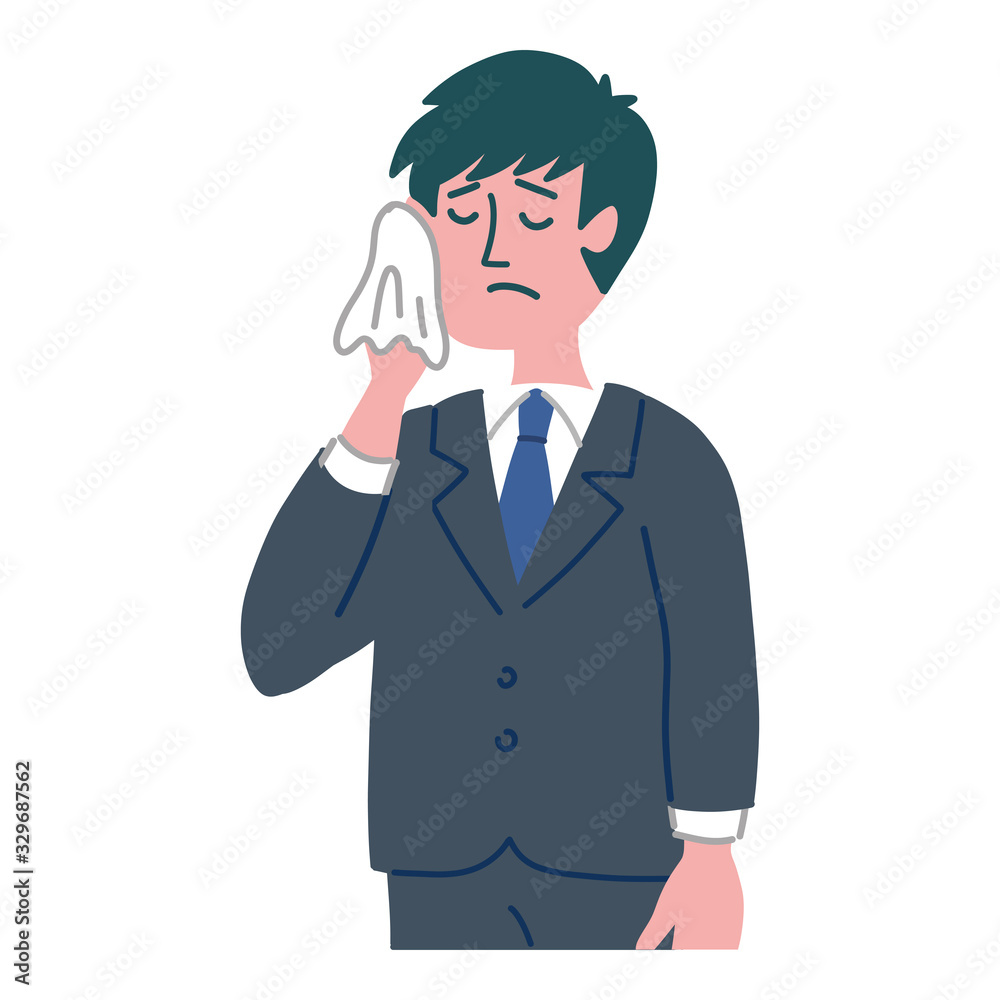 スーツ　男性　焦っている