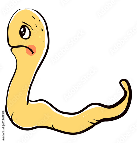 Yellow sad worm, illustration, vector on white background.