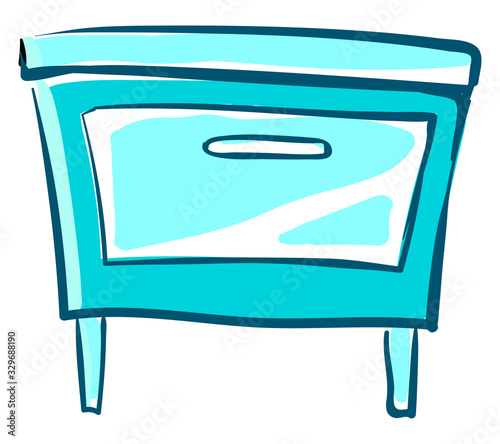 Blue bedside table, illustration, vector on white background.