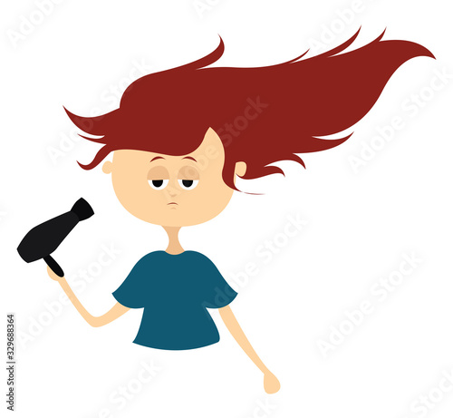 Girl with red hair, illustration, vector on white background.