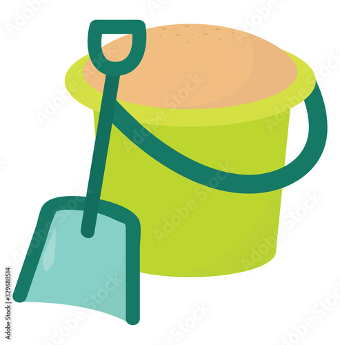 Bucket with sand, illustration, vector on white background.