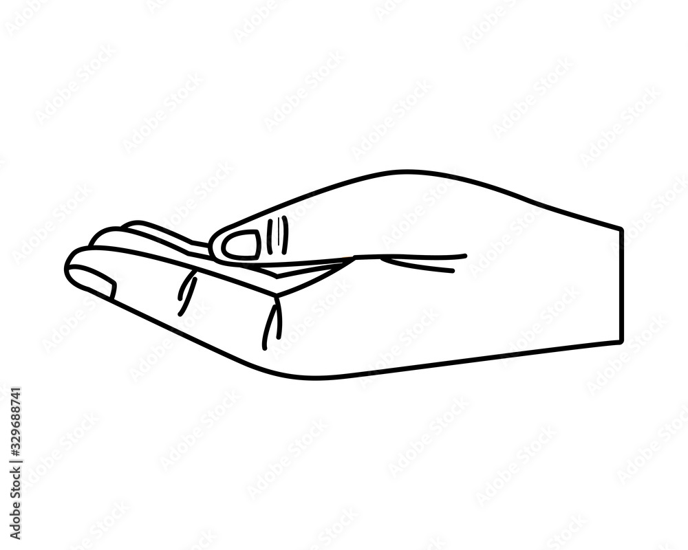 Hand with palm open cartoon isolated