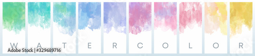 Big set of light colorful vector watercolor vertical backgrounds for poster, banner or flyer
