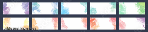 Big bundle set of light vector colorful watercolor background for business card or flyer