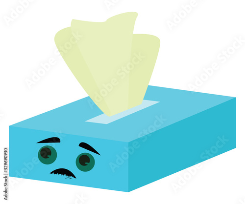 Sad napkin box, illustration, vector on white background.