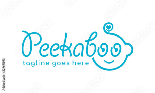 Cute baby logo designs concept doing peekaboo