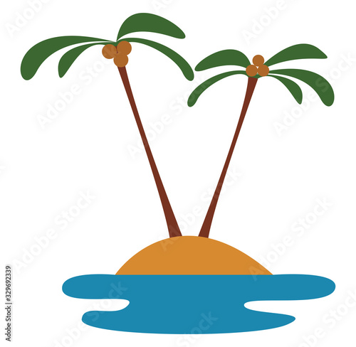 Two palms trees, illustration, vector on white background.
