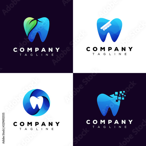 collection dental clinic logo set, tooth logo bundle