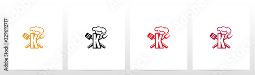 Spatula And Chef Hat On Letter Logo Design K