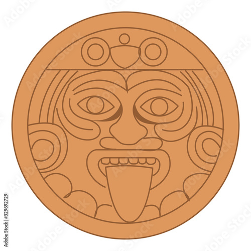 Ancient Maya, illustration, vector on white background.