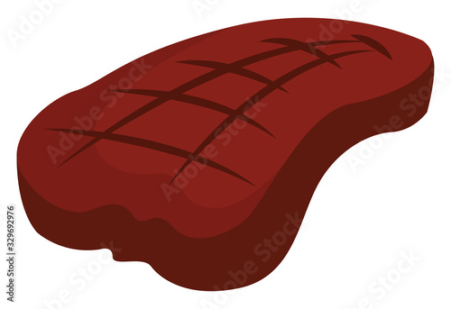Beef steak, illustration, vector on white background.