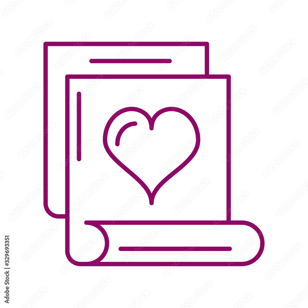 sheet of paper with heart, line style icon