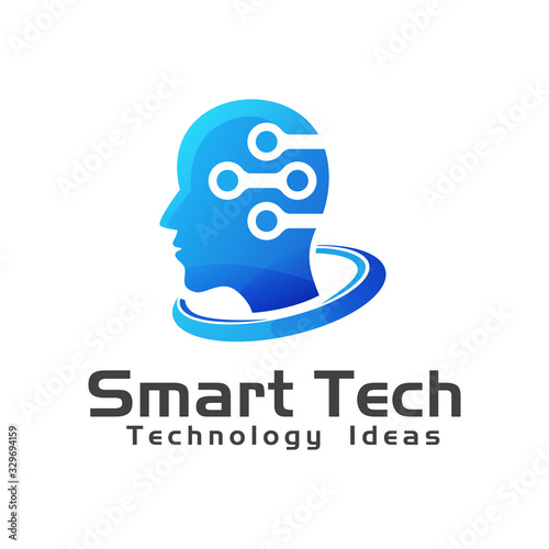 human smart technology ideas logo design vector template