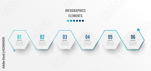 Abstract elements of graph infographic template with label, integrated circles. Business concept with 6 options. For content, diagram, flowchart, steps, parts, timeline infographics, workflow layout.
