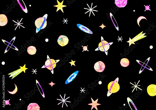 宇宙 星 背景 テキスタイル 水彩 イラスト Stock イラスト Adobe Stock