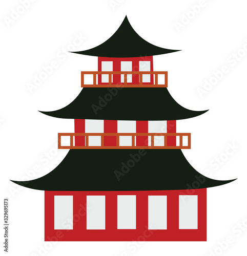 Japanese building, illustration, vector on white background.