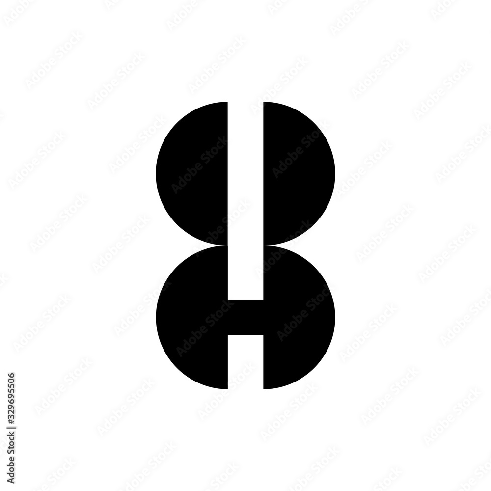 Obraz premium Number 8 with H letter logo design vector