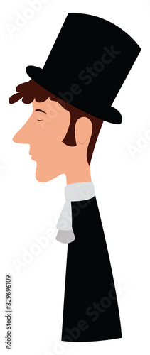 Onegin with hat, illustration, vector on white background.