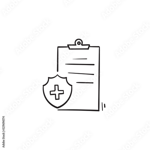 medical insurance icon with hand drawn doodle style vector