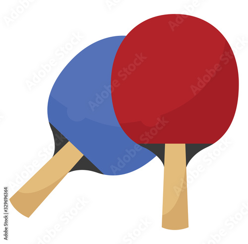 Pin pong rackets, illustration, vector on white background.