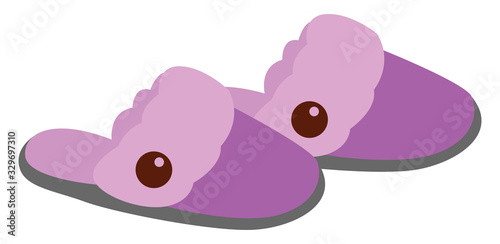 Purple slippers, illustration, vector on white background.