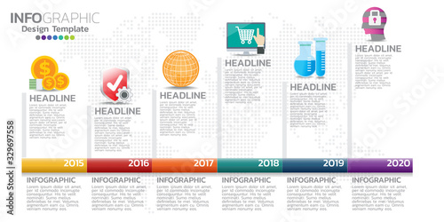 Timeline infographics template, workflow or process diagram