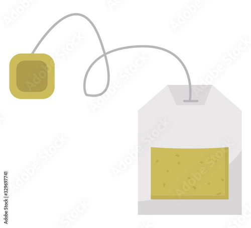 Tea bag, illustration, vector on white background.